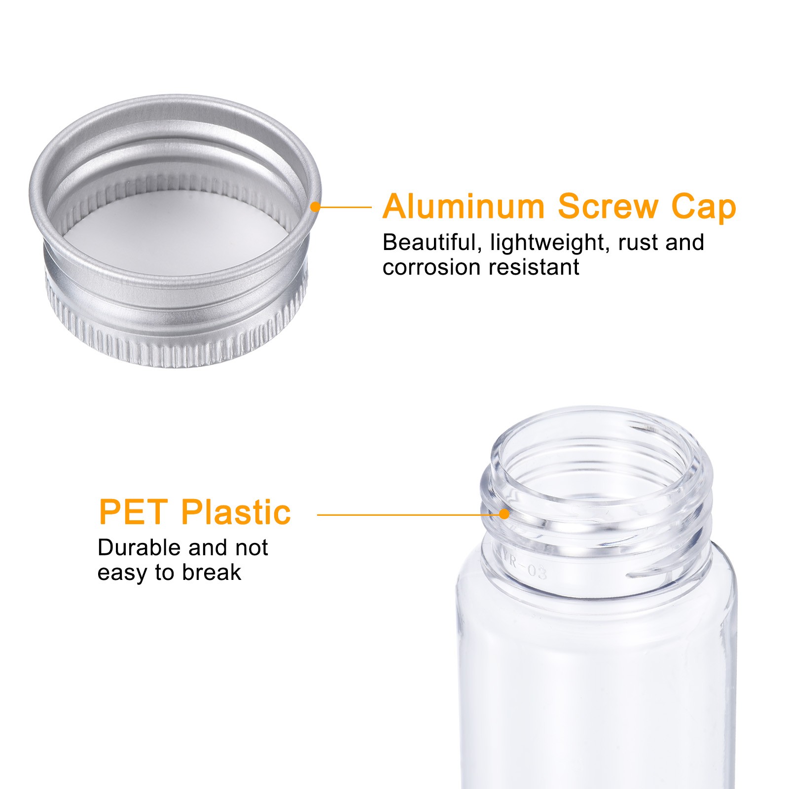 40X 110ml Plastic Test Tubes w/ Screw Caps 155x33mm Tubes Aluminum Lid,