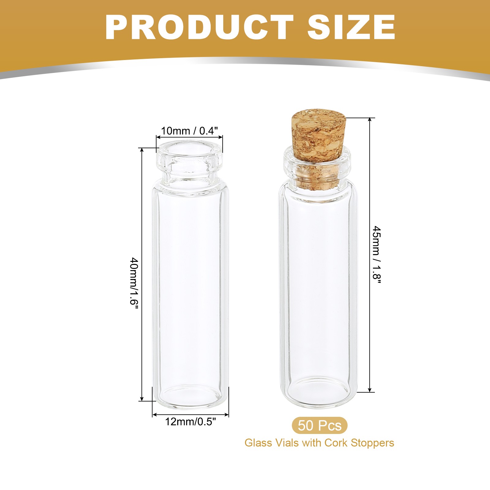 3ml Tiny Glass Bottles Vials 50Pcs Mini Clear Bottles Glass with Cork Stoppers