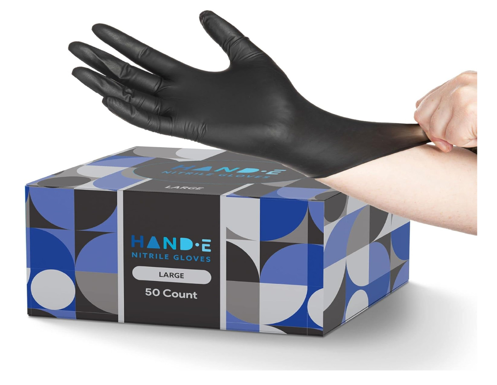 Hand-E Touch Black Nitrile Disposable Gloves Large, 50 Count – BBQ, Tattoo, Hair