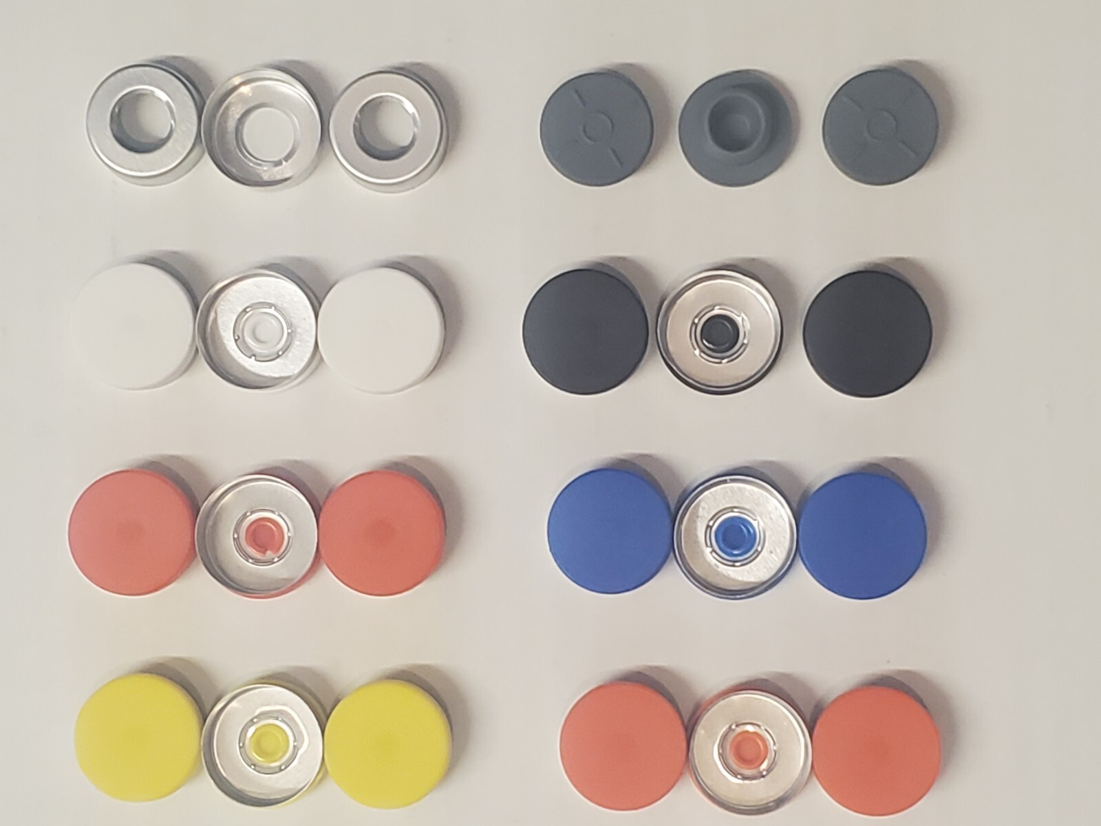 20mm Aluminum Plain Flip Off Serum Vial Seals + Rubber plugs 1000