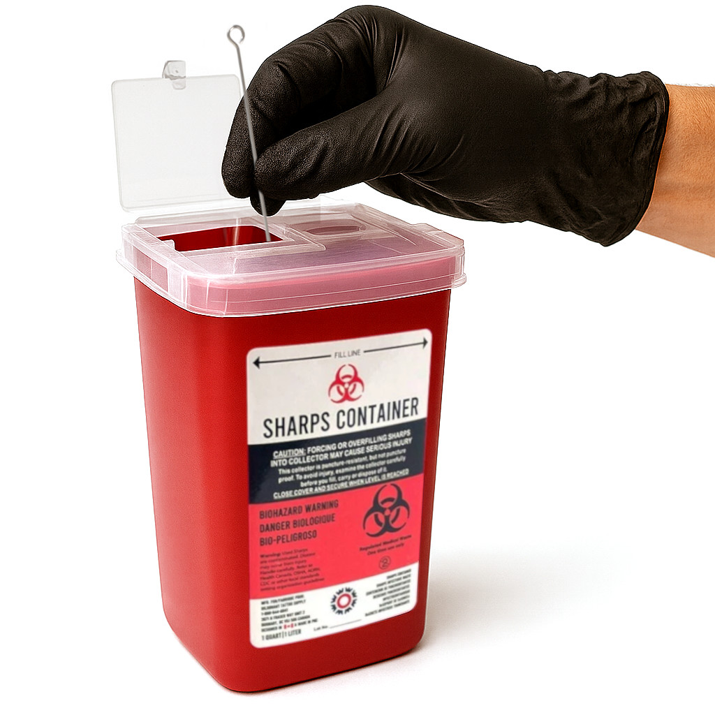 SHARPS CONTAINER 1 & 2 QUART/LITER -Needle Disposal Phlebotomy Tattoo Dental