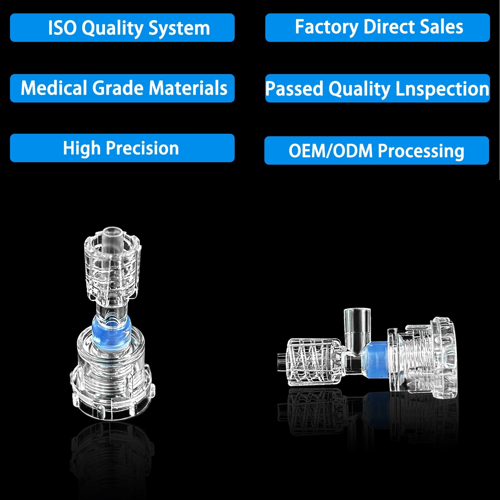 50PCS Luer Lock and Catheter System T-Type Connector, For Medical Laboratory Use