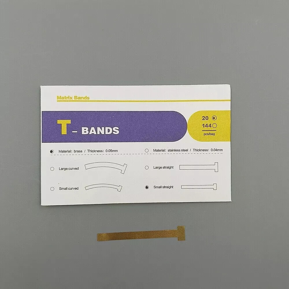 20 Pcs Dental Brass Matrix Large Straight/Curved 0.05mm Tooth Restoration Band
