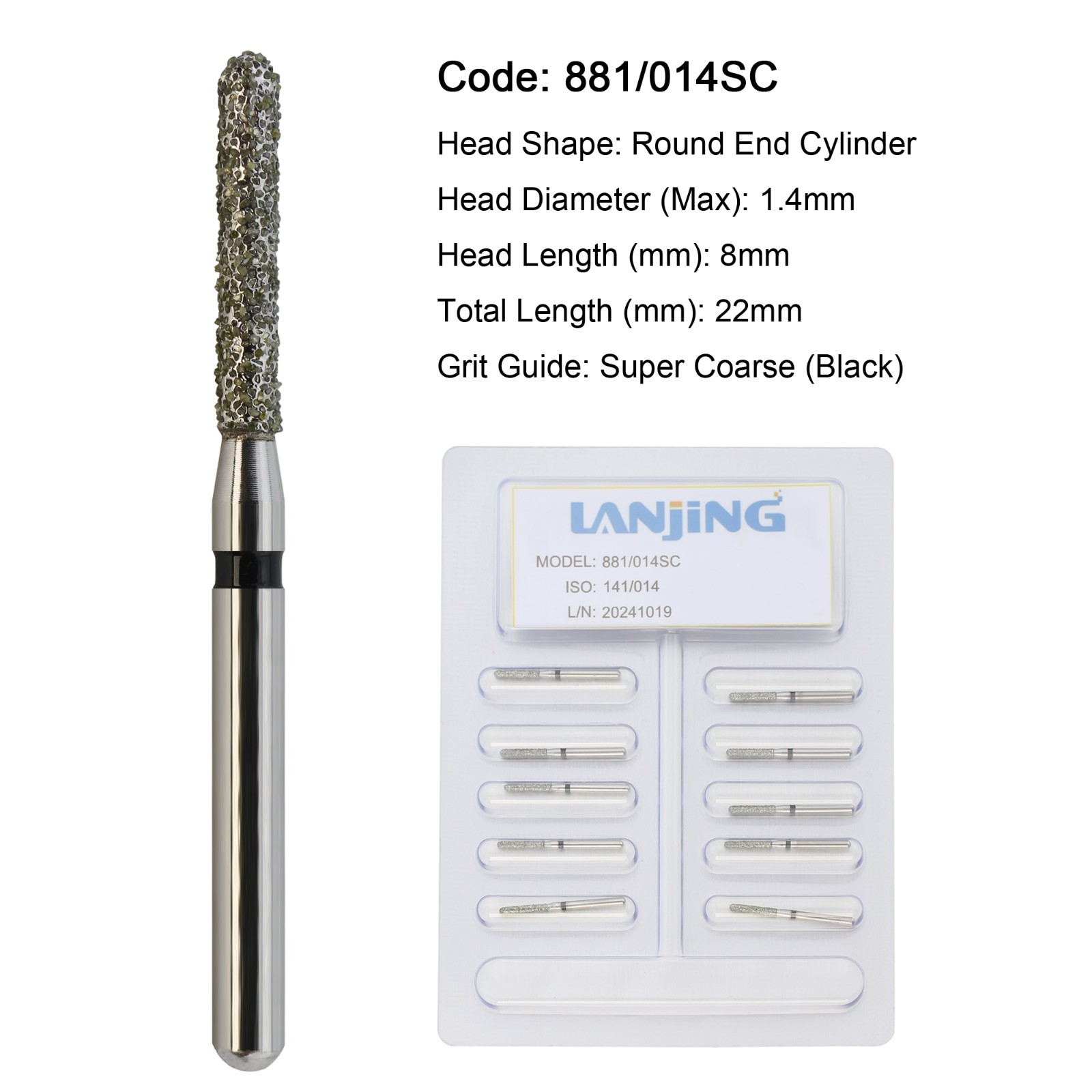 Dental Burs Diamond FG Round End Taper Cylinder High Speed Friction Grip 850 856