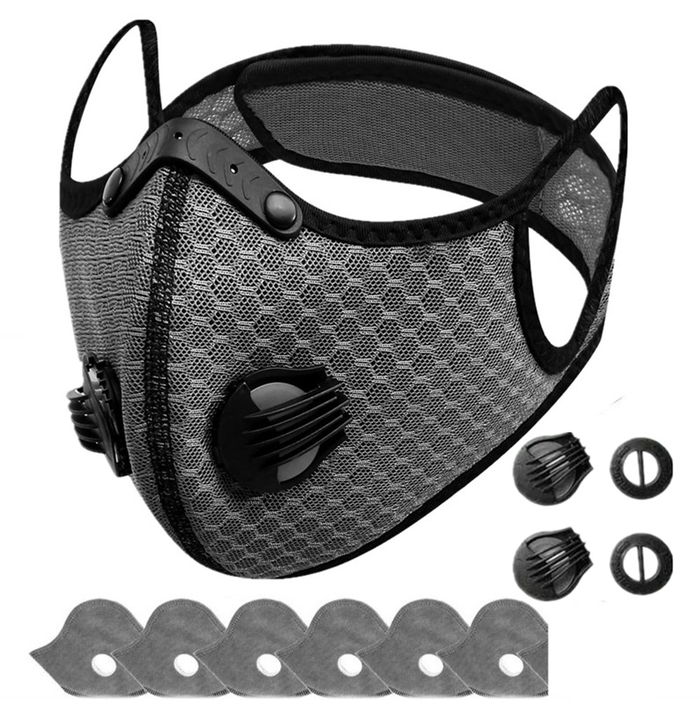 2PCS Breathing Valves Reusable Face Mask Cycling Sport Mesh Active Carbon Filter