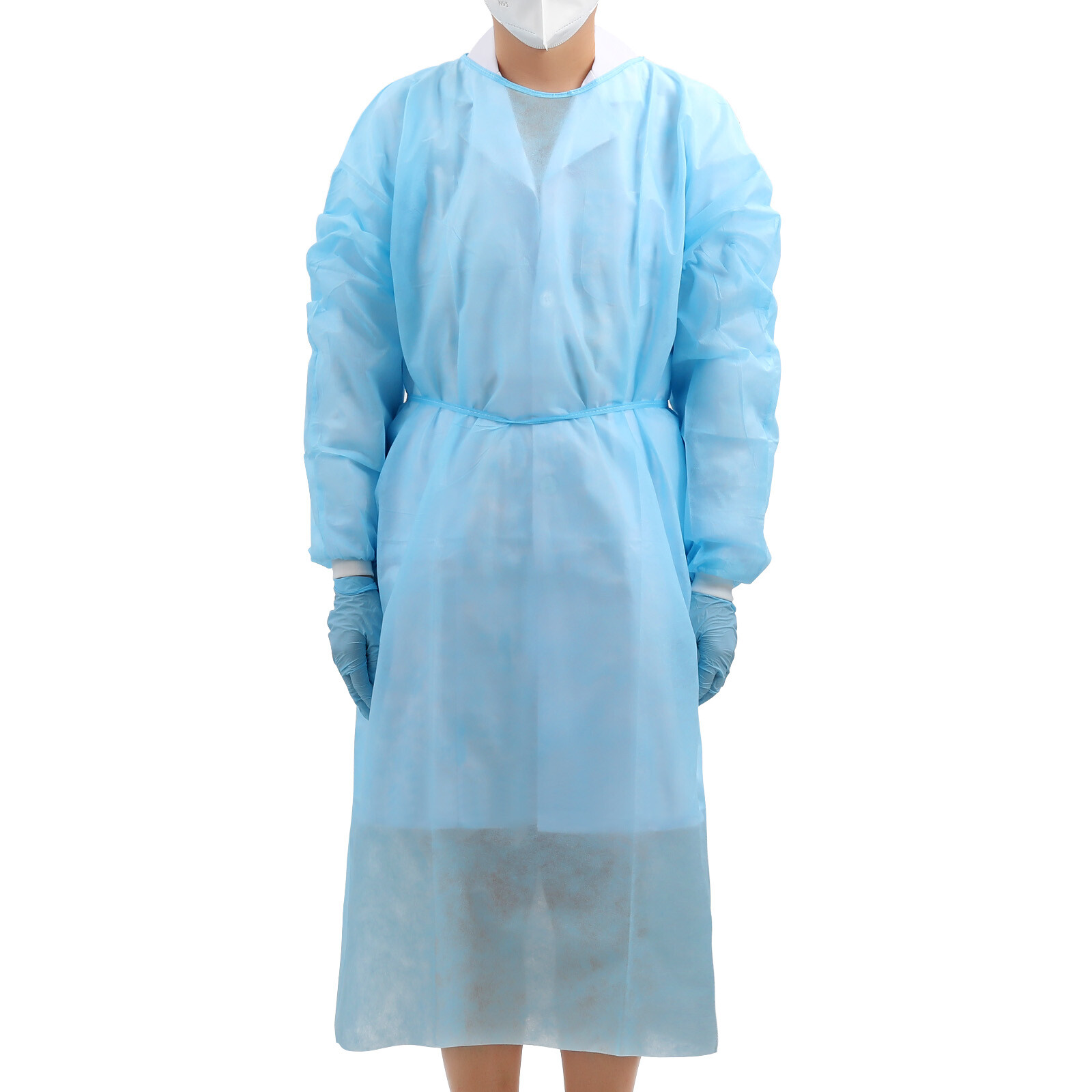 Disposable Lab Isolation Gowns PP Soft Medical Gowns with Knitted Elastic Cuffs