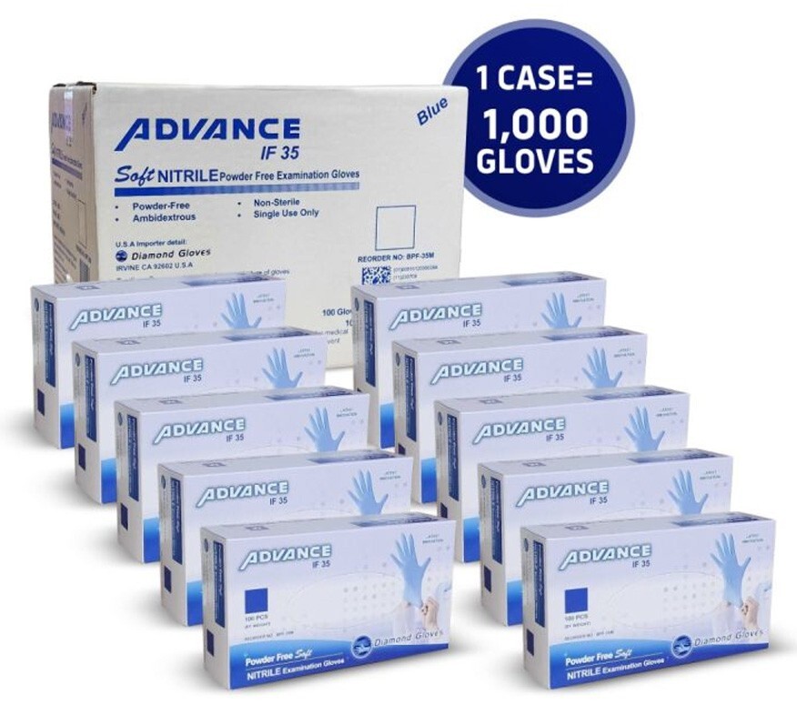 Premium Blue Nitrile Gloves Powder-Free 3.5-Mil 1000pcs S/M/L/XL New