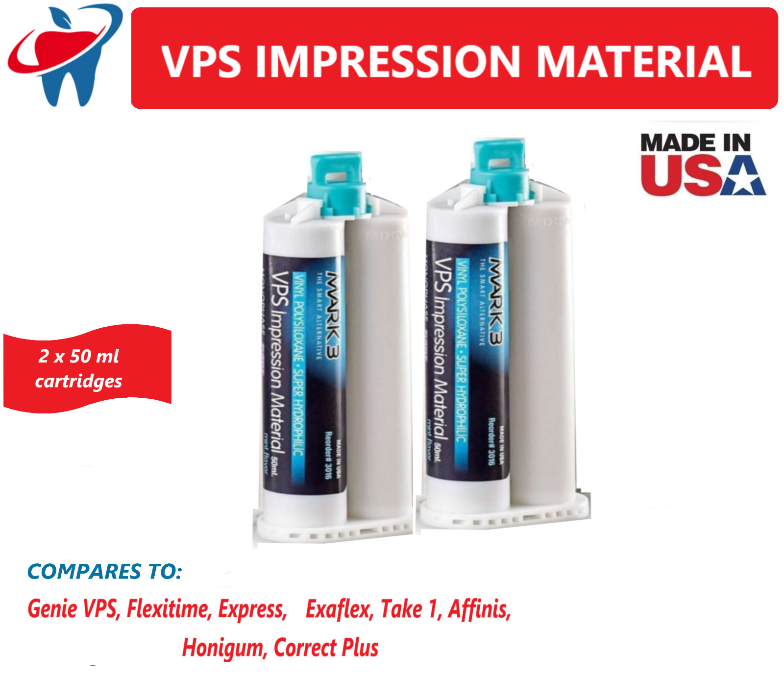 MARK3 Monophase Regular Set VPS Impression Material Heavy Body Fast Set 1-20/Box