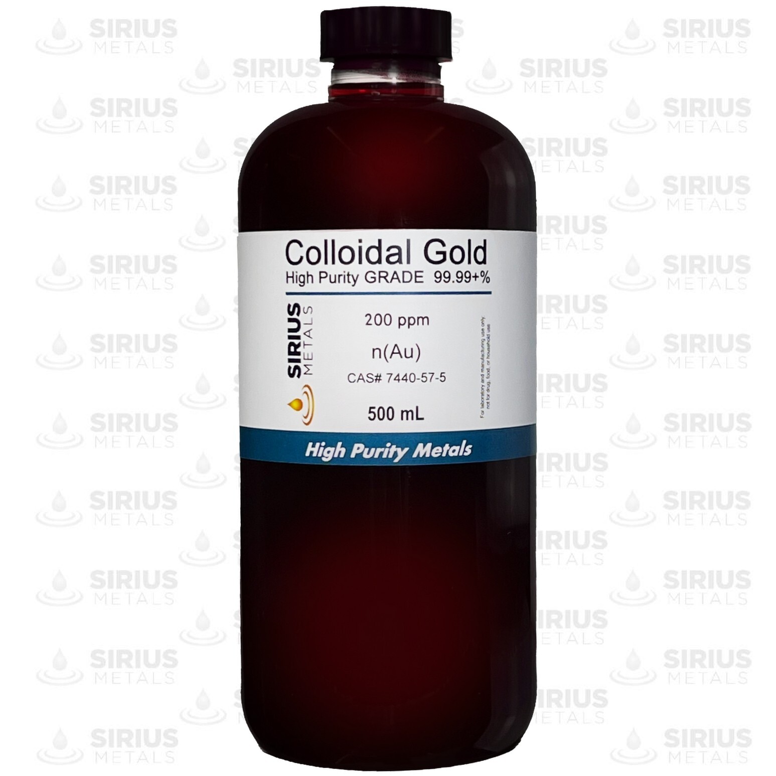 True Colloidal Gold – 200 ppm – 500 mL (16.9 Fl Oz) in Clear Plastic Bottle