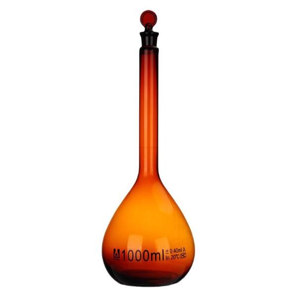 Premium Lab Supply: 5ml-2000ml Amber Volumetric Flask with Stopper
