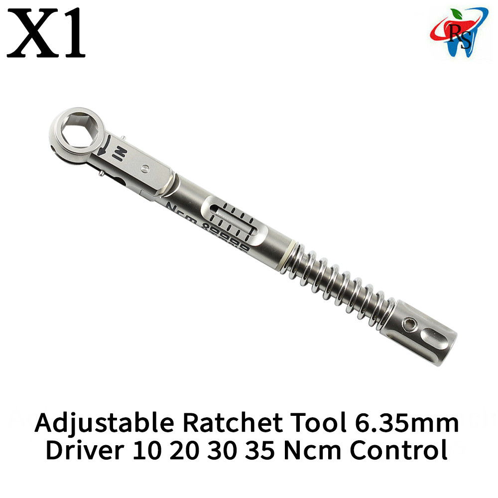 1x Dental Adjustable Ratchet Tool 6.35mm Driver 10 20 30 35 Ncm Control