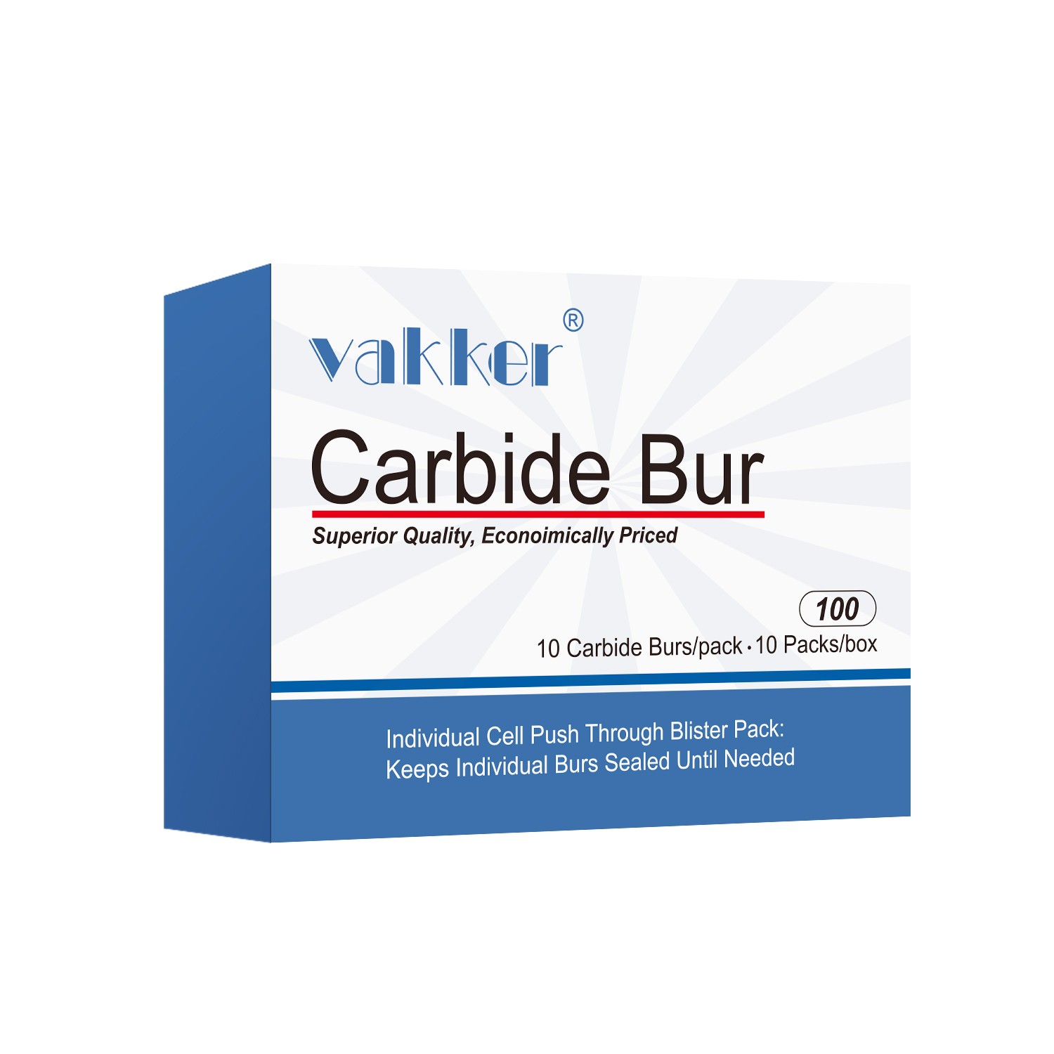 10-100pc Vakker Dental Carbide Burs FG58 19mm Straight Fissure Burs High Speed