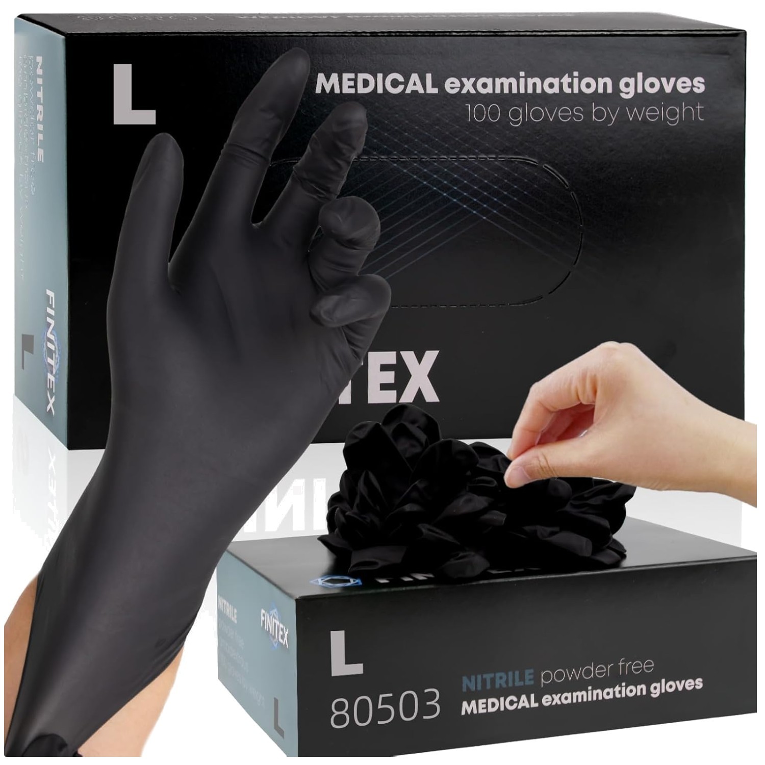 Medical Exam Gloves, Latex-Free, 5mil Nitrile, 100 PCS Large