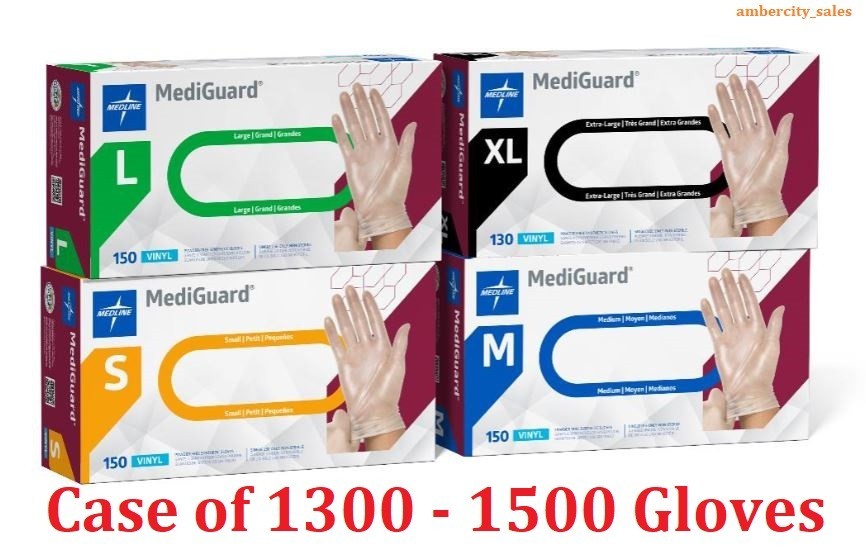 MediGuard Vinyl Synthetic Exam Gloves – Choose your Size – 1 CASE by Medline