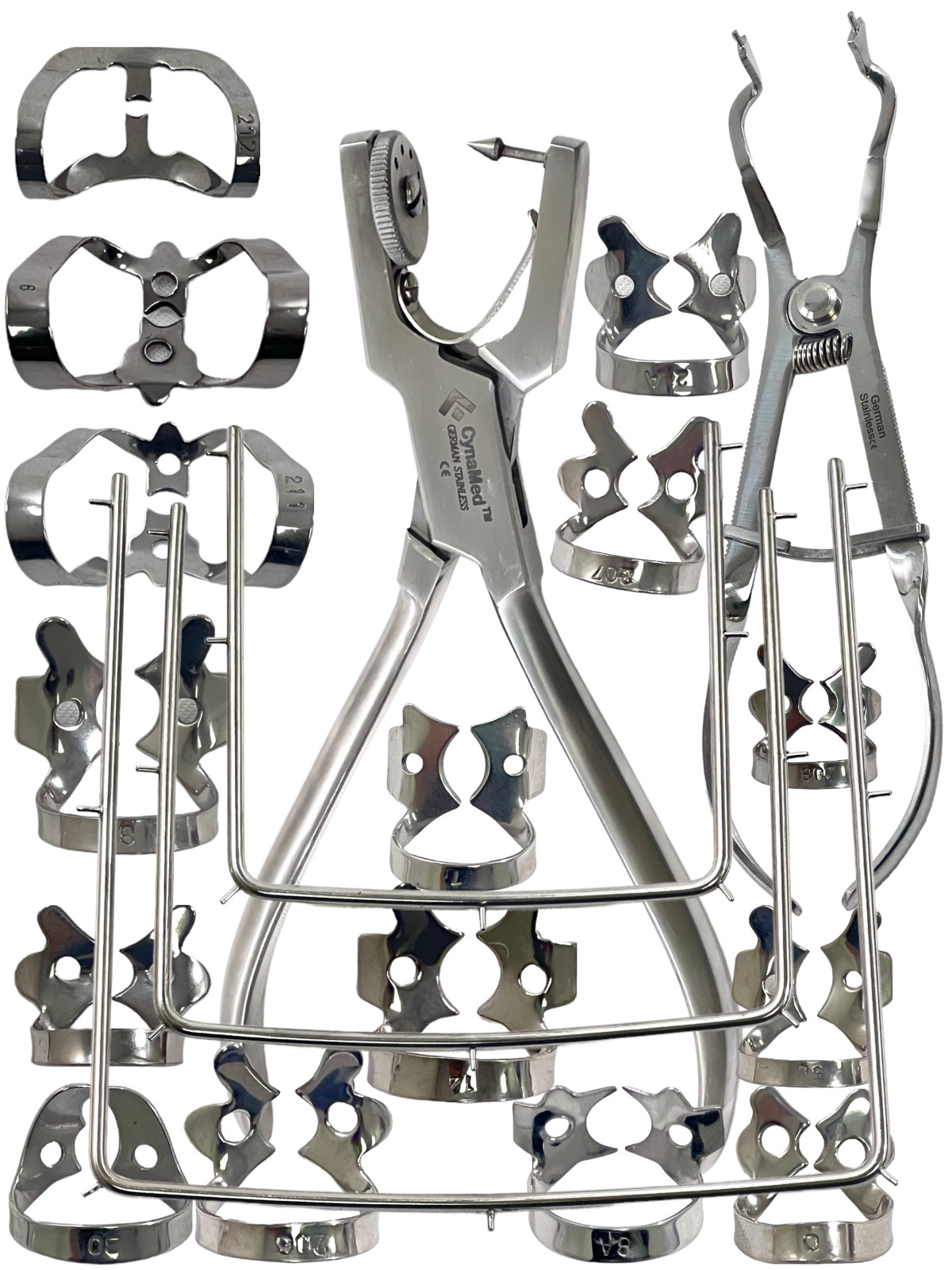 New German Rubber Dam Starter Set Kit with Frame Punch Clamps Dental Instruments