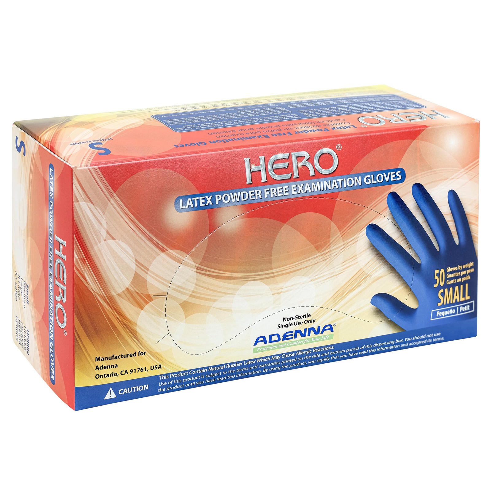 Adenna HER002 Hero 14 mil PowderFree Latex Gloves, Extended Cuff, Medical Gra…