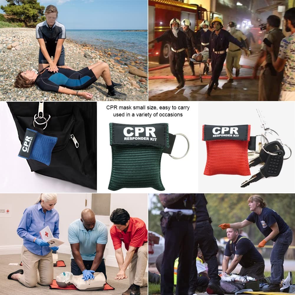 AOUTACC 50pcs CPR Face Shield Mask, Keychain Mask Disposable Emergency Kit CPR F