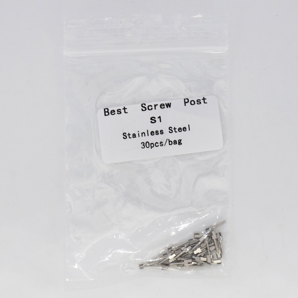 30 Pcs Dental Endo Root Canal Screw Post Stainless Steel Conical Refill S/M/L/XL