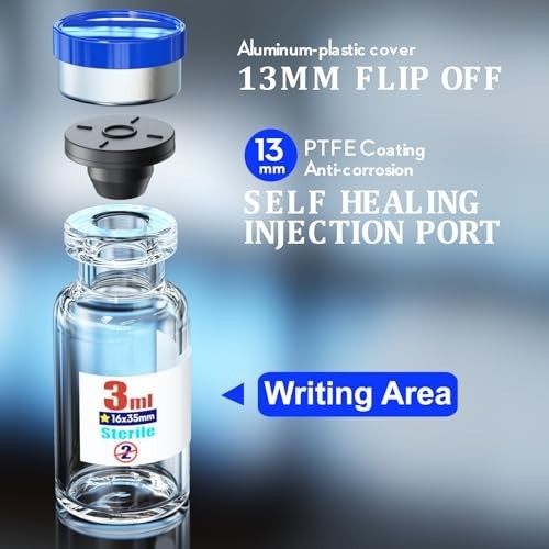 Sterile Empty Vials with Self-Healing Injection Port & Flip Off Cap, 3ml (10 Pac