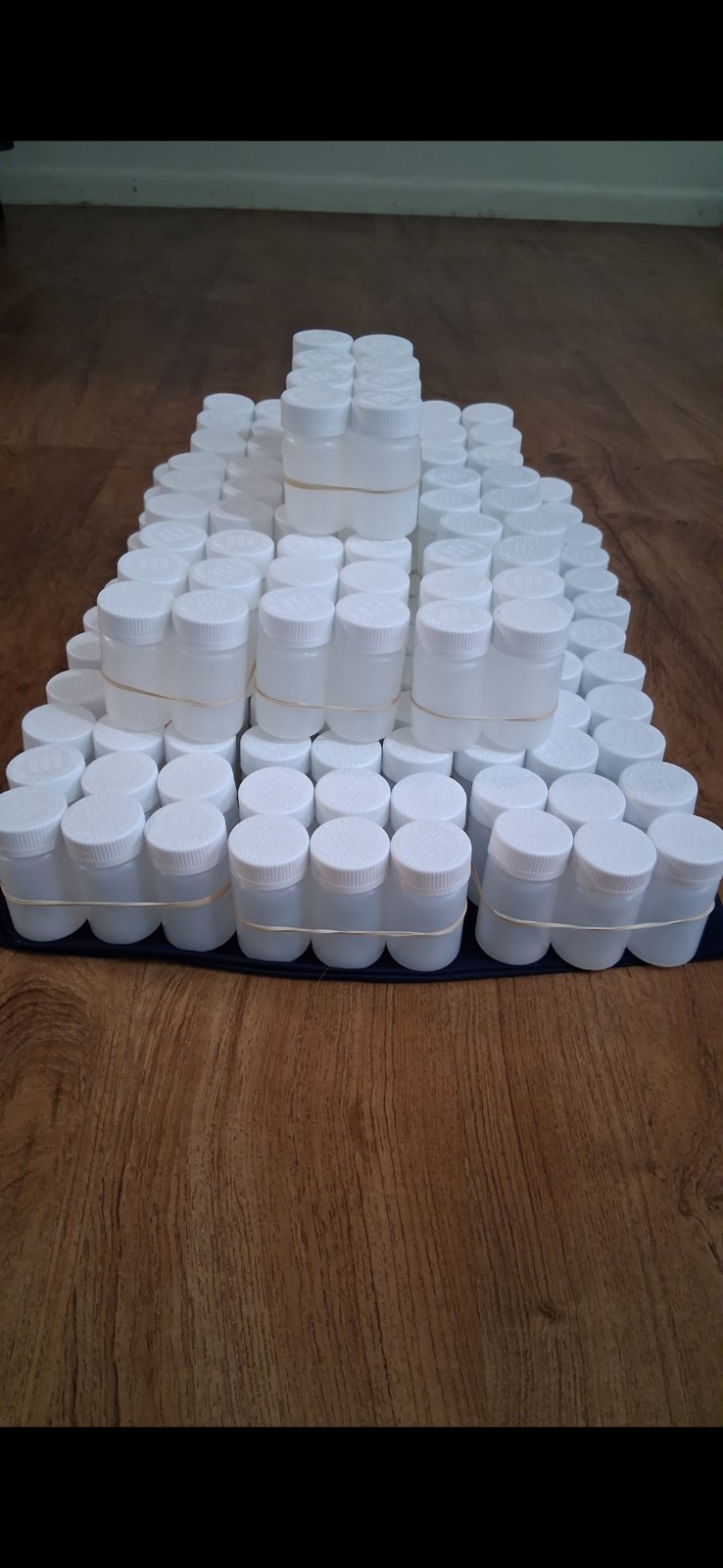 White Plastic Reagent Bottles/Jars w Child-Resistant Screw Caps, Lab