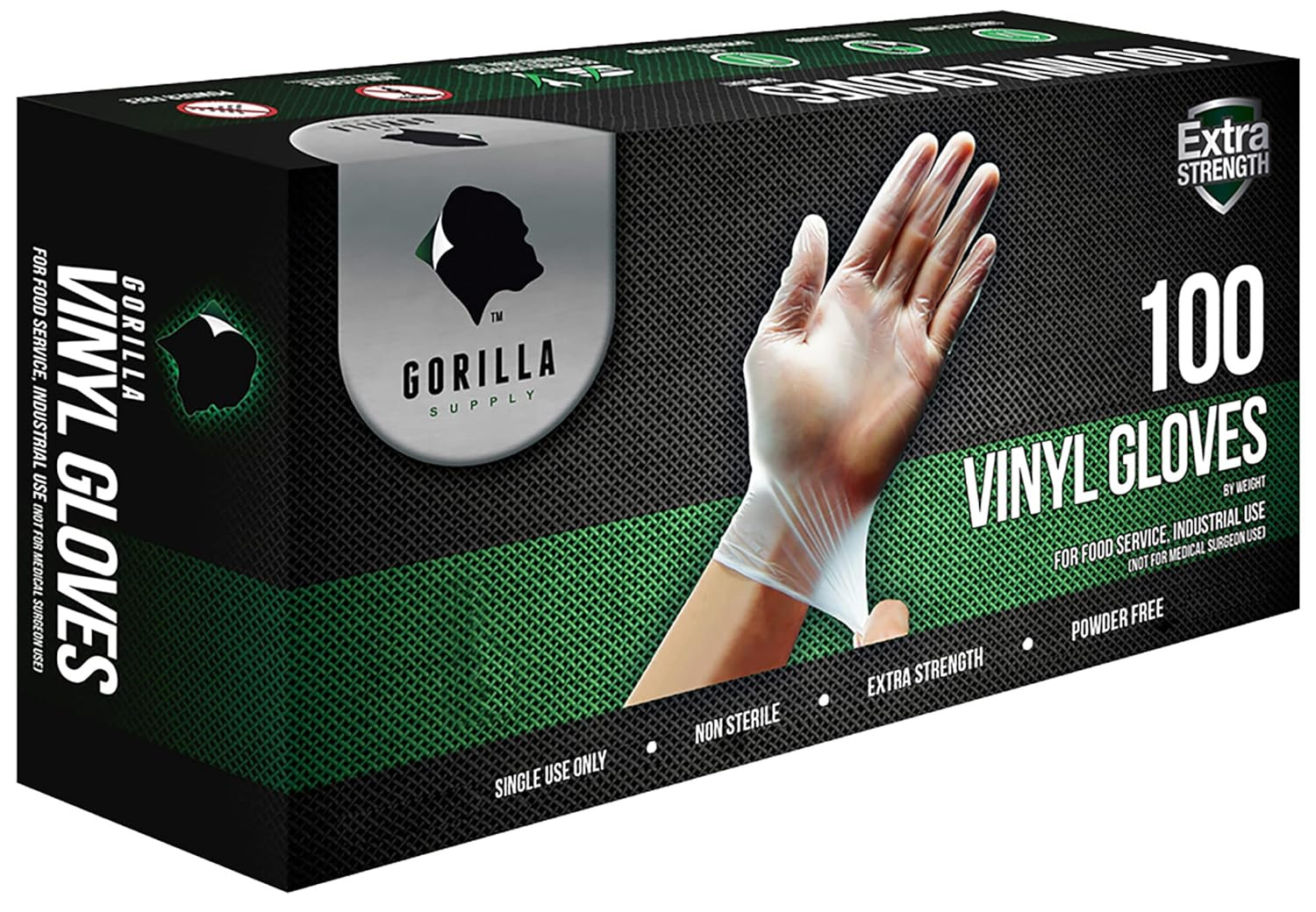 GORILLA SUPPLY Disposable Heavy Duty Vinyl Gloves, Large, 300 Count, BPA Free, F