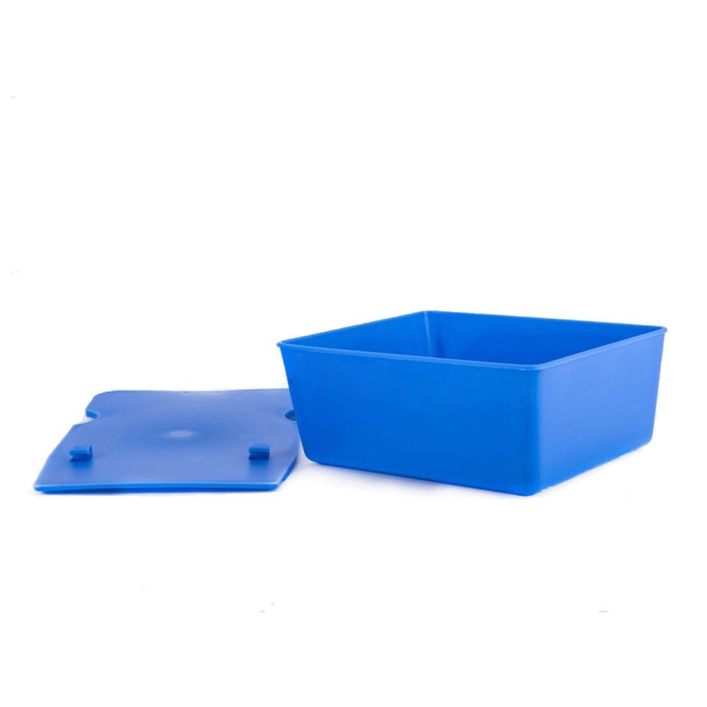 Dental Lab Plastic Working Case Pan Tray With Stainless-Steel Clip Holder Blue
