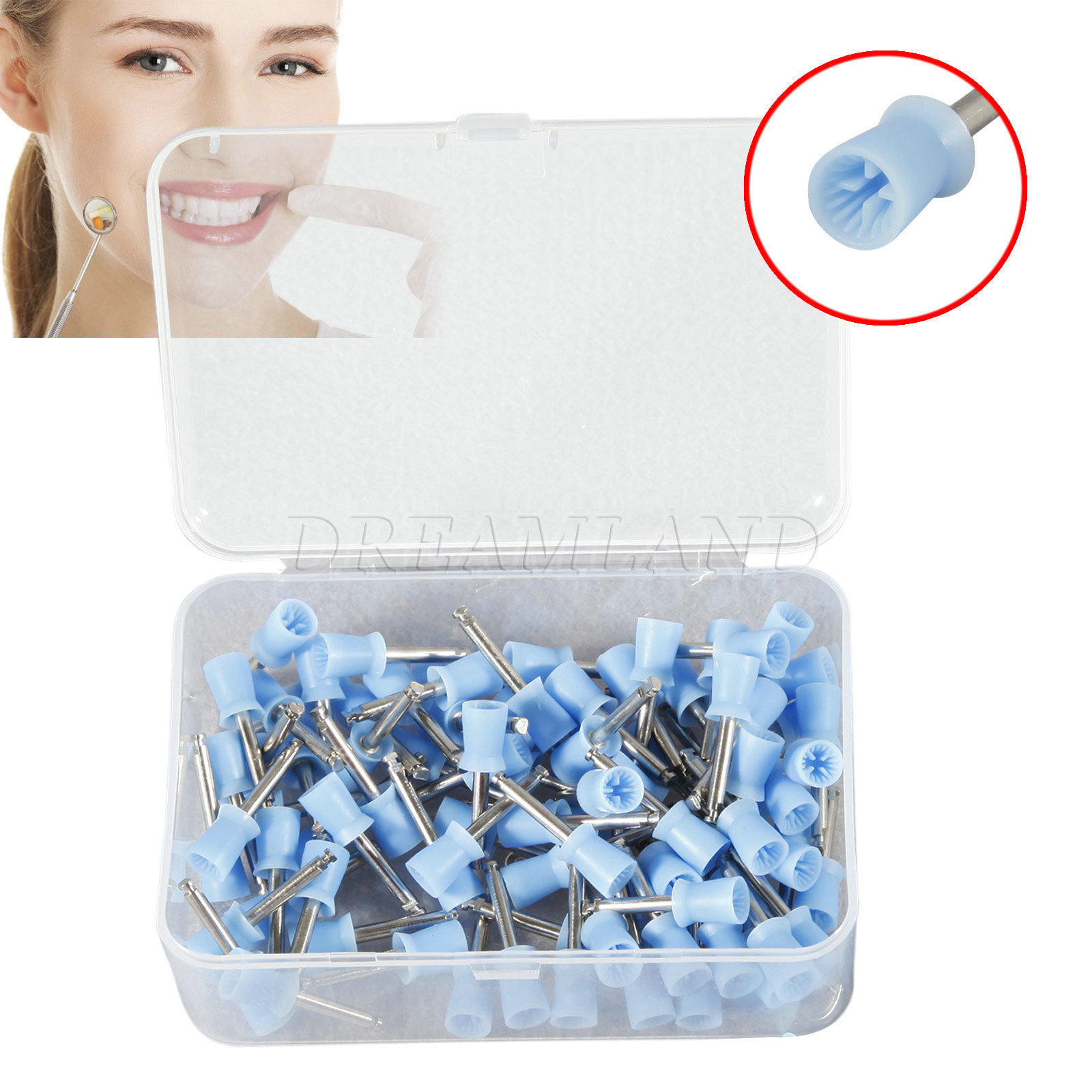 1000pcs/10 Boxes Dental Prophy Tooth Polish Polishing Cup Latch Type Rubber blue