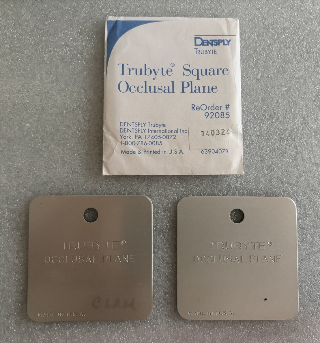SET OF 2: Dentsply Trubyte Square Occlusal Plane Plate