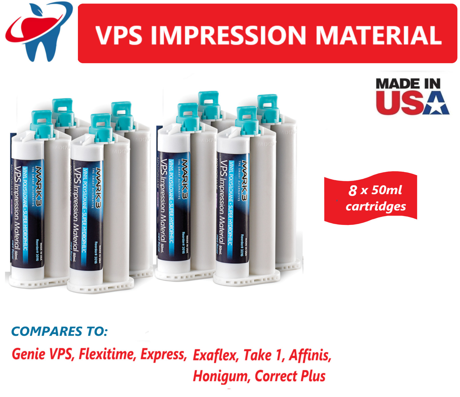 MARK3 Monophase Regular Set VPS Impression Material Heavy Body Fast Set 1-20/Box