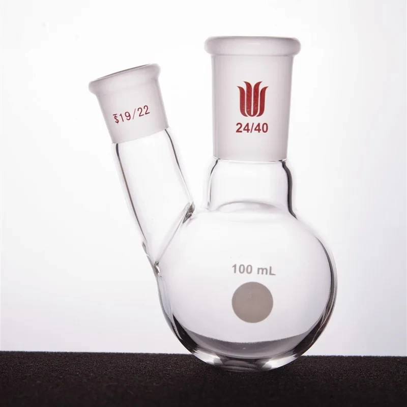 24/40 Two-Neck Round Bottom Flask Thick-Wall Borosilicate Glass 100mL 250mL Lab