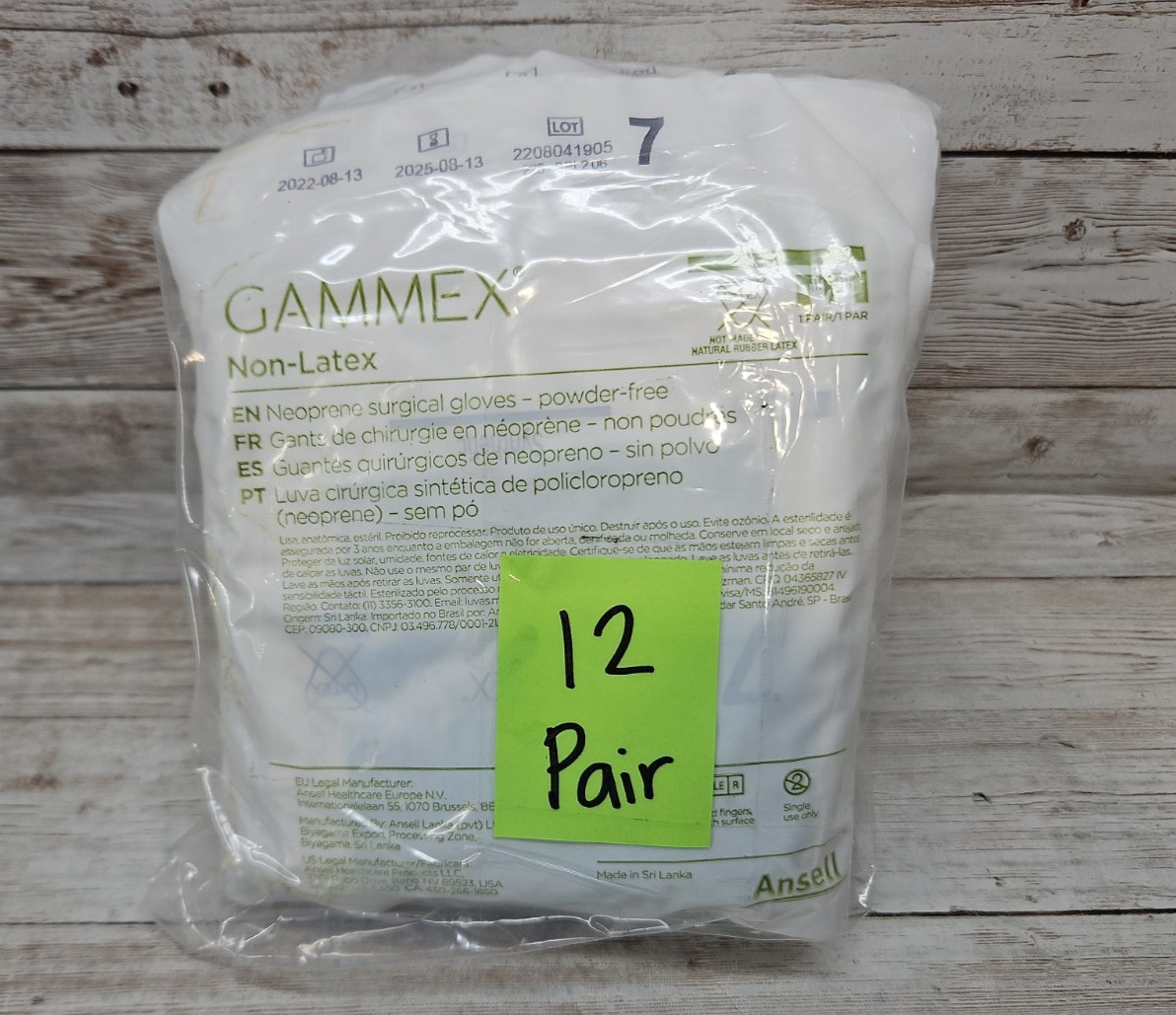 Gammex Non-Latex Surgical Glove Neoprene Sterile *12 PAIR* Size: 7 *See Date*