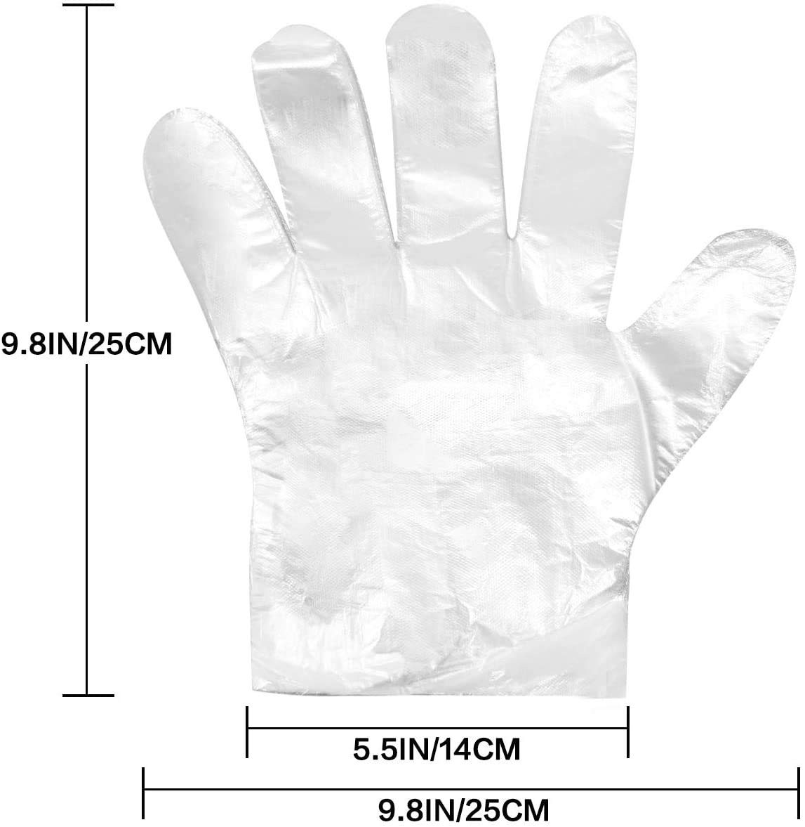 CFGROW 100pcs Disposable Plastic Gloves, Latex 100 Count (Pack of 1), Clear