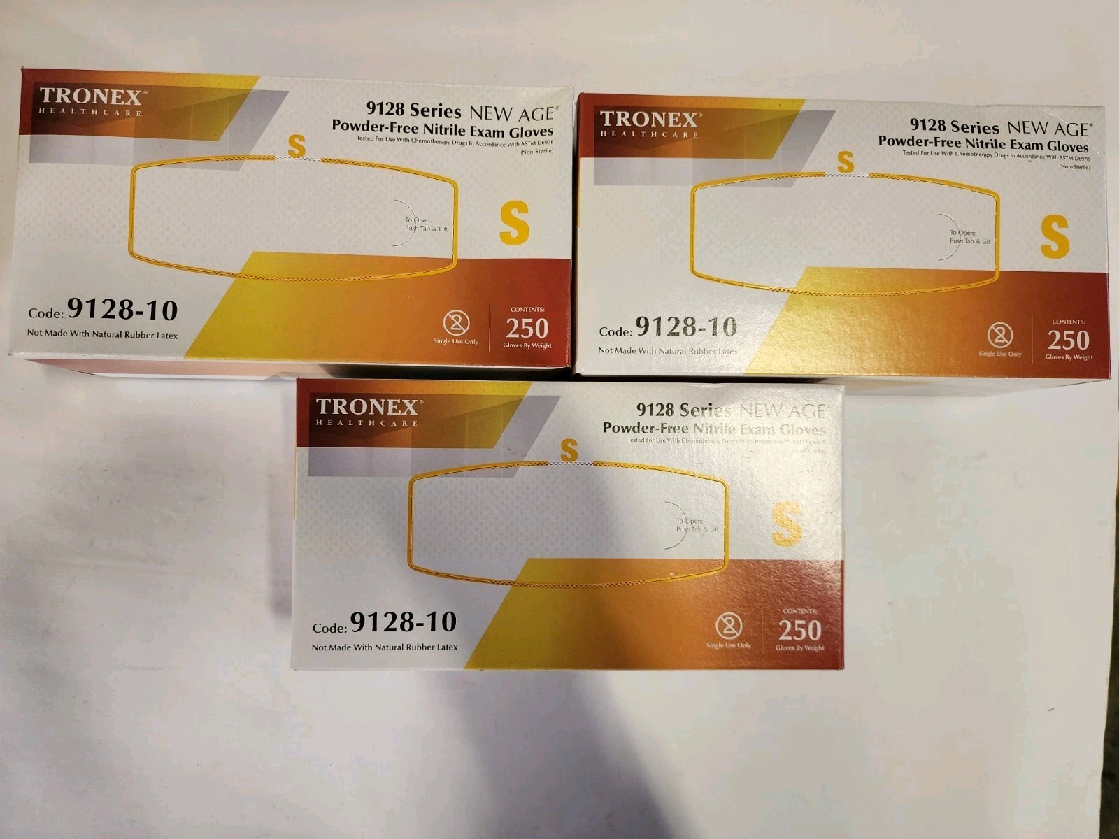 Tronex 9128-10 Nitrile Exam Gloves Small – 3 Boxes (750 Total) Powder Free