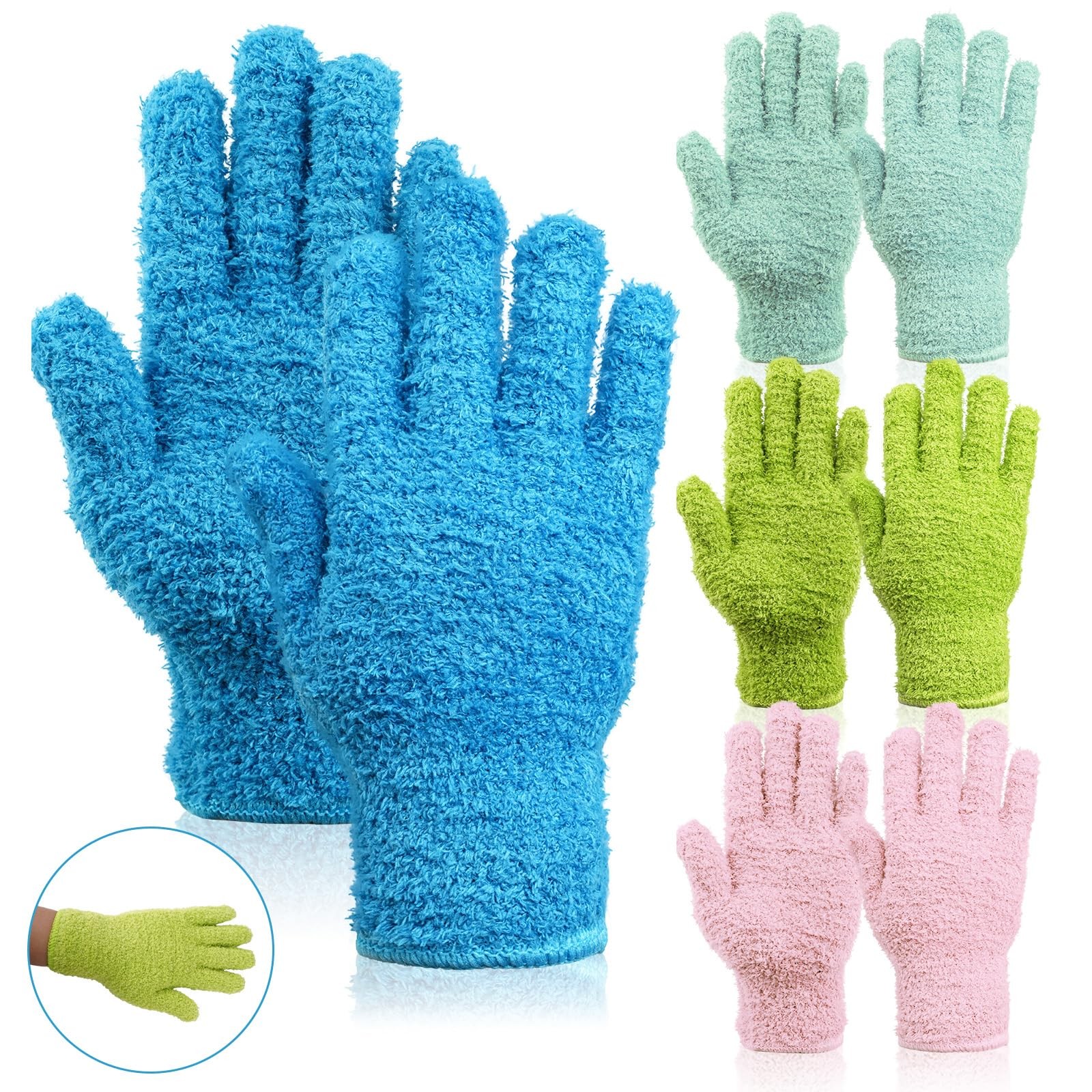 Microfiber Gloves for Plants,4Pairs Reusable Plant Gloves Dusting Washable Mi…