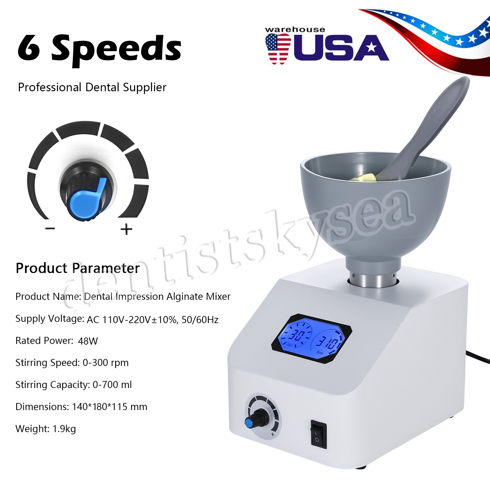 Automatic Dental Alginate Impression Materials Mixer 0–300RPM Lab Electric Mixer