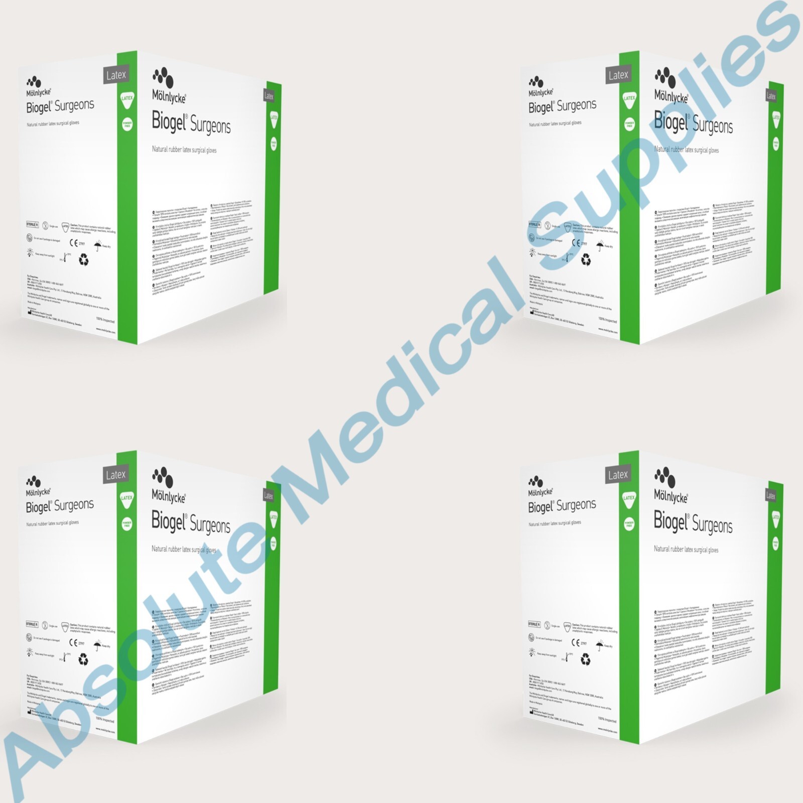 *200-Pairs* Molnlycke Biogel Surgeons Latex Sterile Surgical 7.5 Gloves 30475