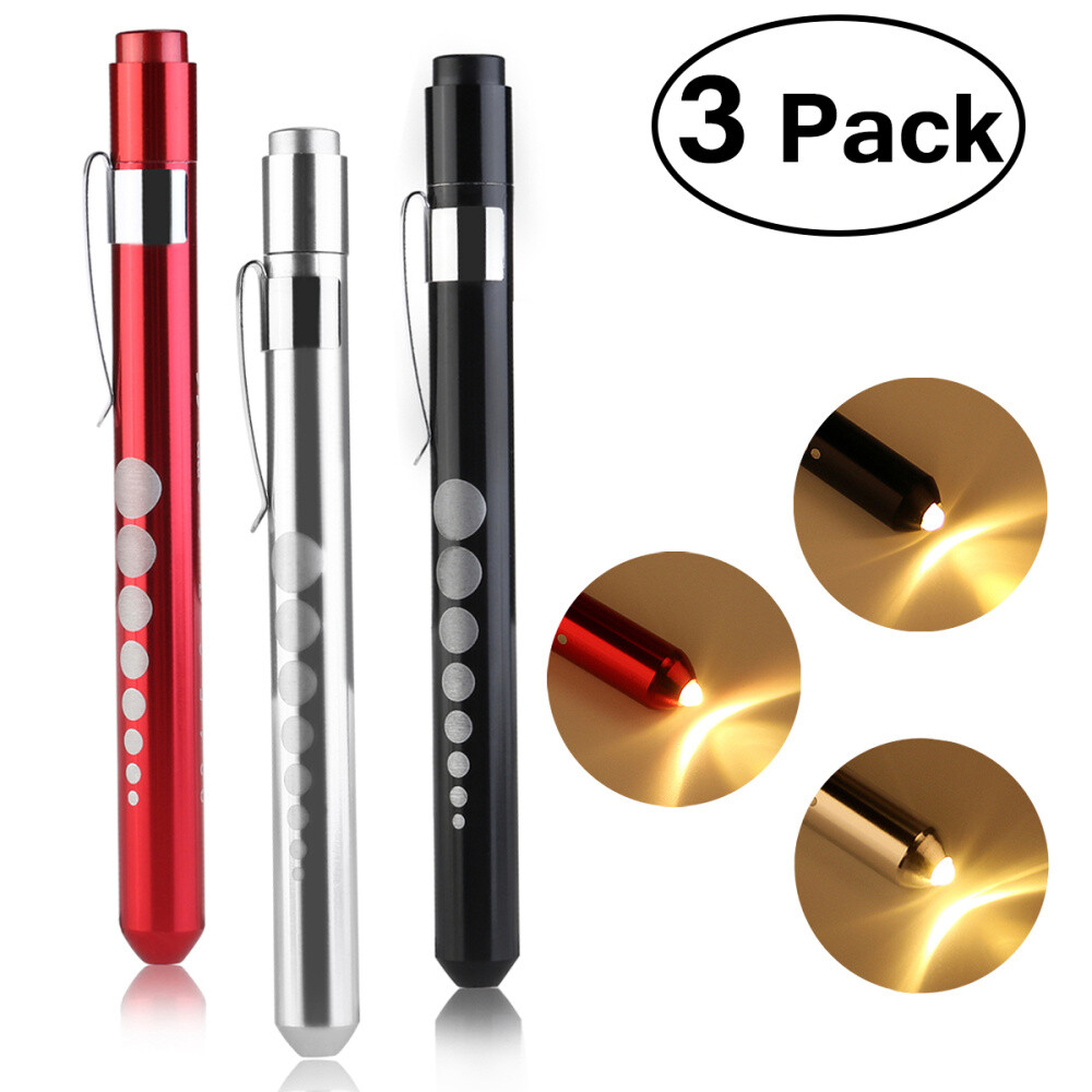 PIXNOR 3pc LED Reusable LED with Warm White Light Pupil Gauge -Random