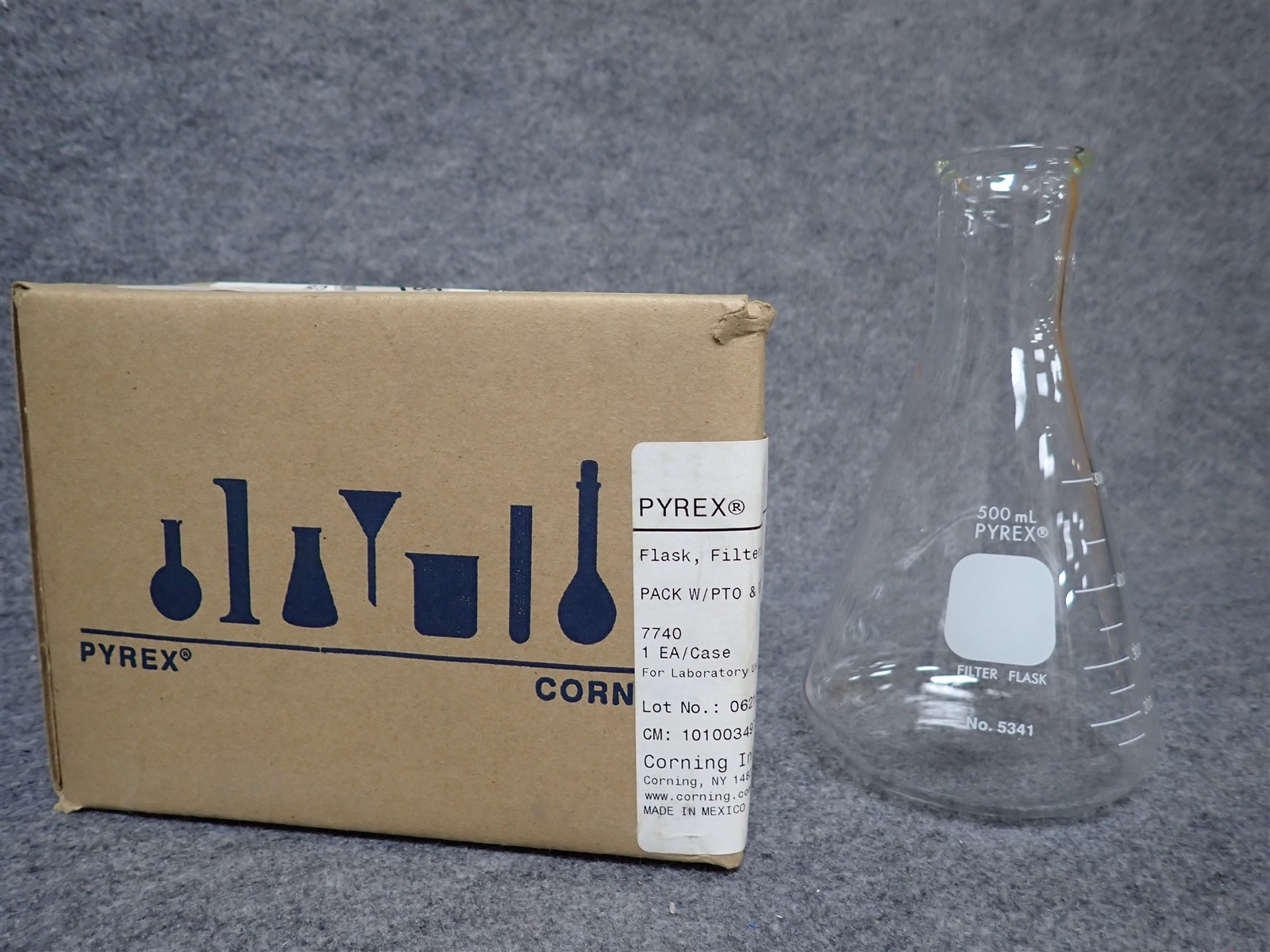 Pyrex Corning Filtering Flask 5341-500mL W/Replaceable Tubulation (EC8)
