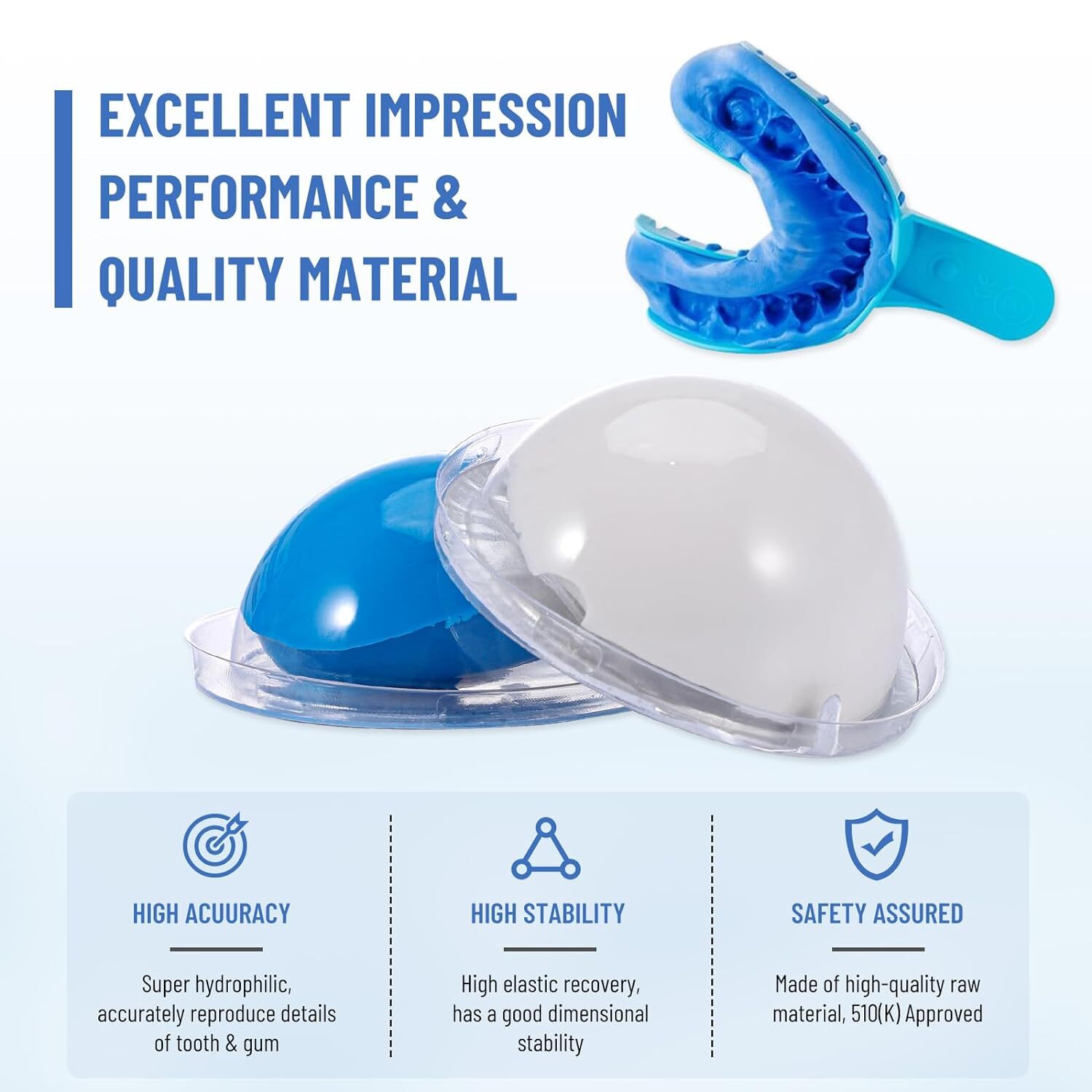 Dental VPS Impression Putty Fast Set 25g x12(Base x6 & Catalysts x6) Hydrophilic