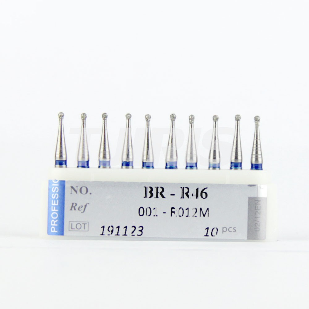 10pcs Dental Ball Round Diamond Bur RA Long Shank Surgical Bur Medium Grit
