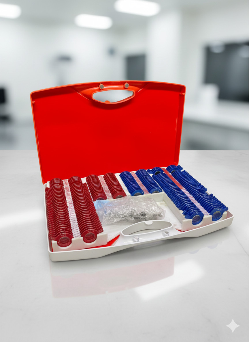 221 PCS Optimed Optometry Optical 38mm Trial Lens Kit Metal Set Plastic Case Box