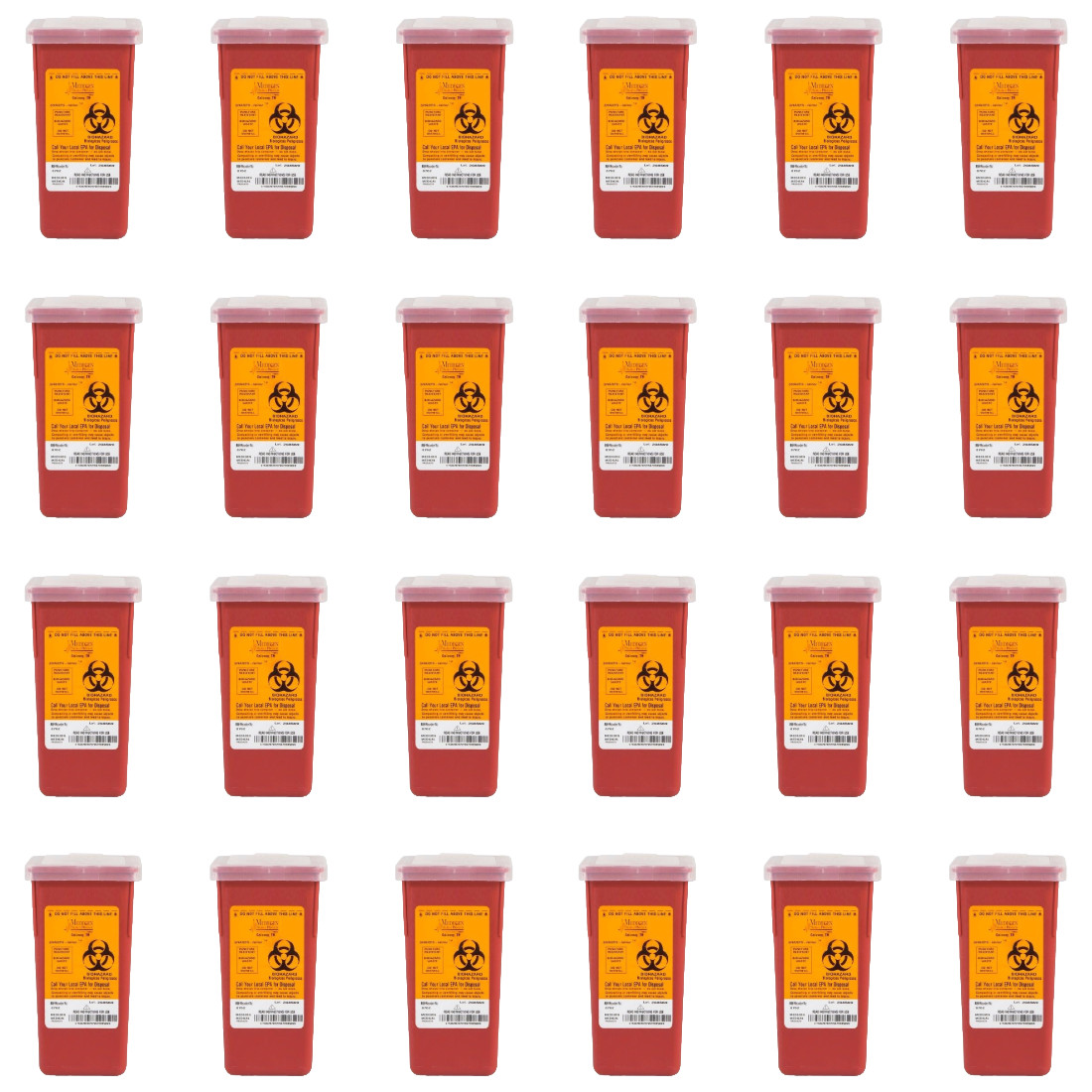 Medegen Stackable Biohazard Sharps Container, 1 Quart Capacity Each – Case of 24