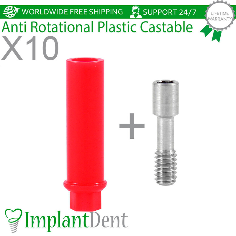 10x Anti Rotational Plastic Castable Abutment With Internal Hex Dental