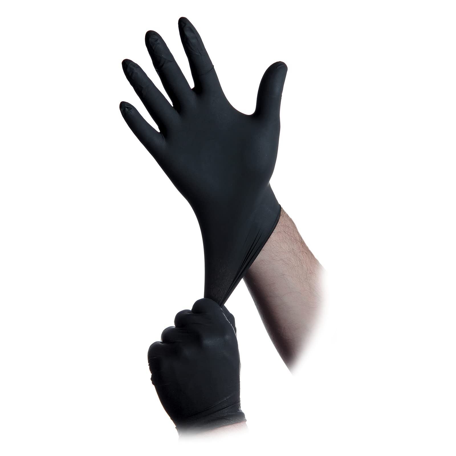 Black Lightning Exam Gloves, Disposable, Powder-Free Nitrile Gloves, Black,