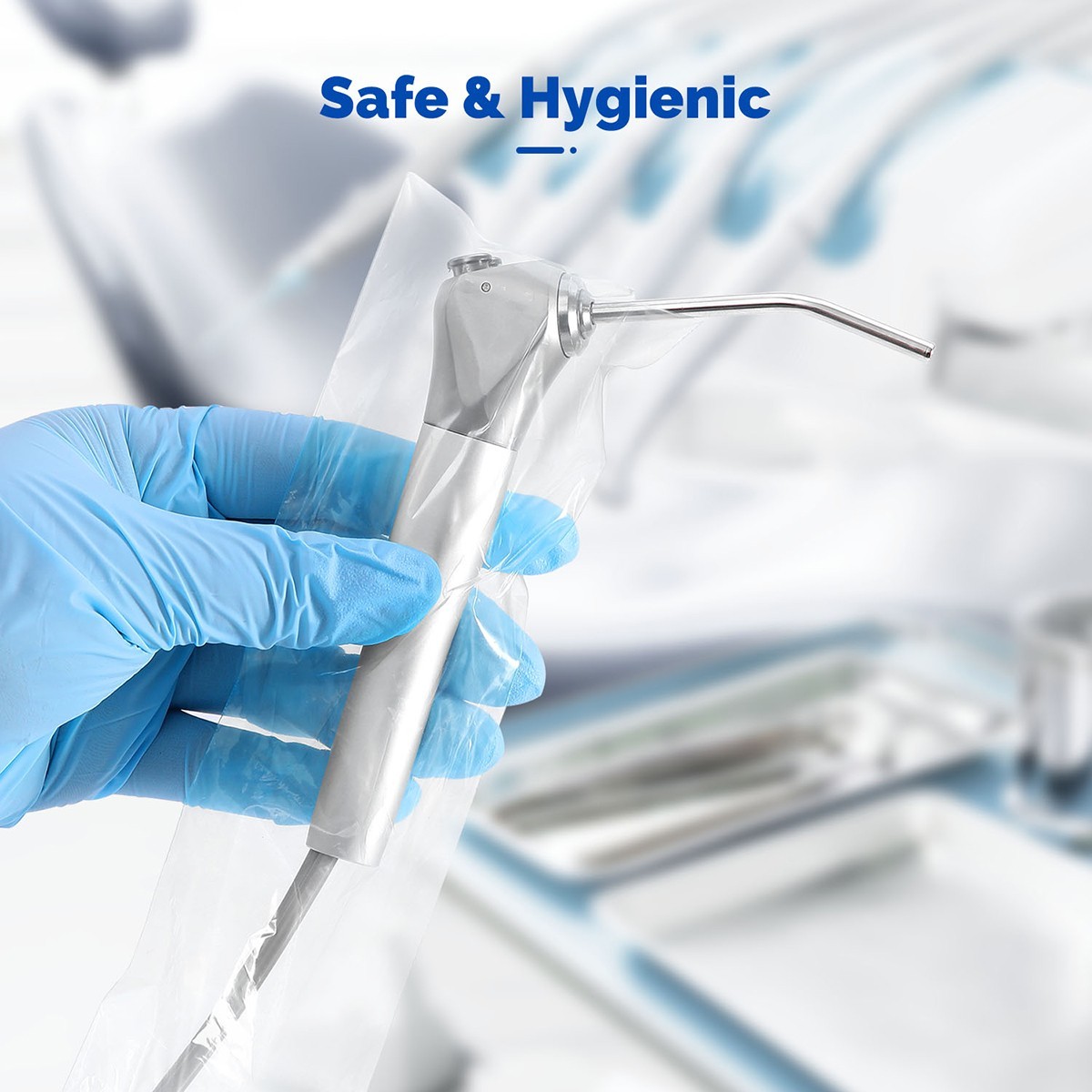 Dental 3 Way Air Water Syringe Handpiece HVE/SE Sleeves Cover 2.5»X10» Clear