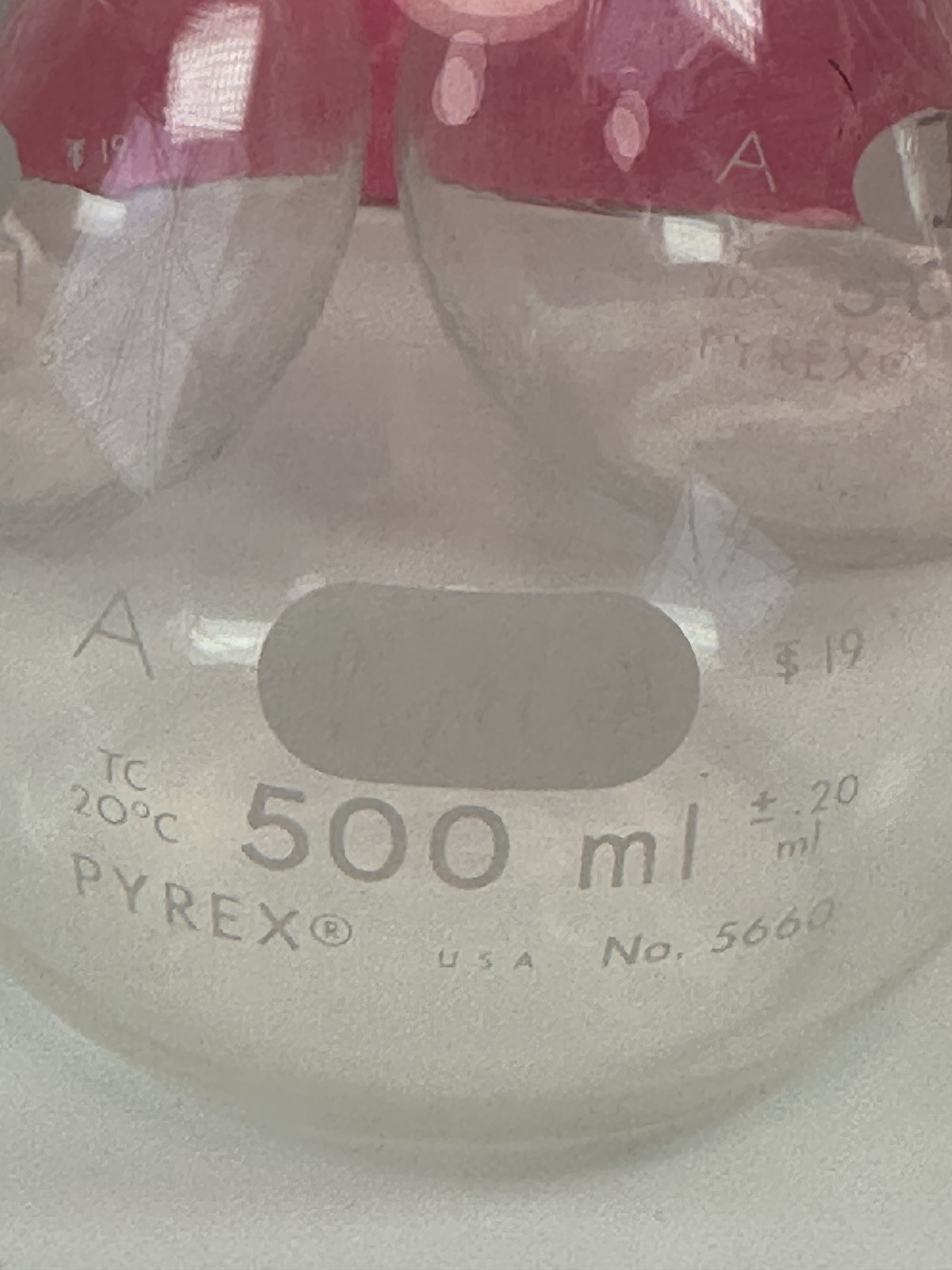 PYREX 500ml Class A Volumetric Flasks TC 20°C Lab Glassware (Lot of 5)