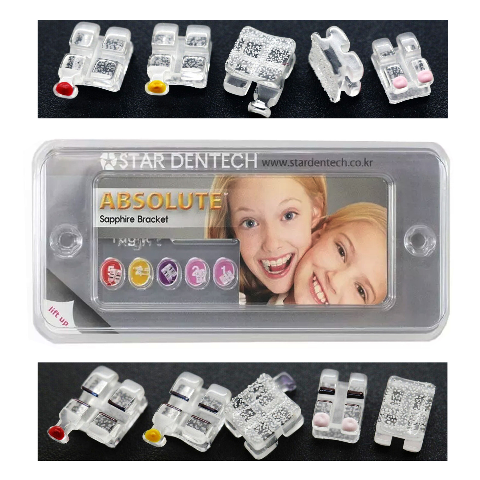 Star DENTECH Orthodontic Sapphire Brackets ABSOLUTE Ceramic Braces MBT 022 345