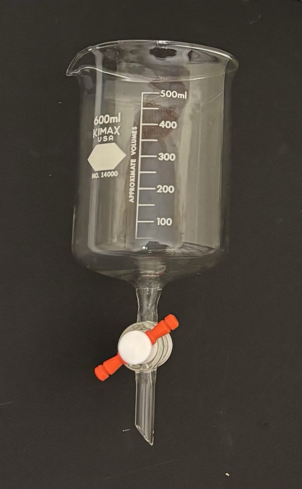 Kimax 600 ml Beaker with Bottom Drain