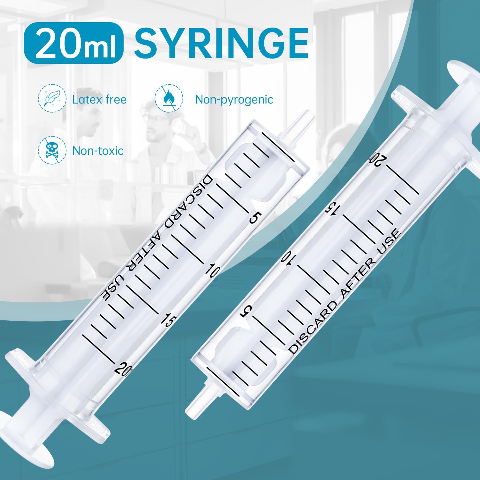 30Pcs 20Ml/Cc Plastic Syringes with Caps without Rubber Stopper in for Industry