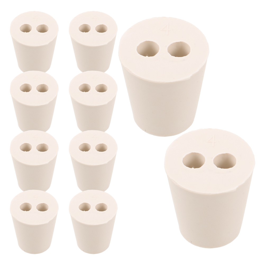 10 Pcs Rubber Experimental Stopper Bungs Stoppers Flask with Hole Cork